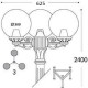 LAMPADAIRE RICU BISSO/G300 3L-2400MMX625MM-CULOT E27